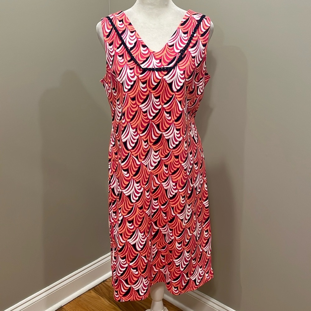 Talbots WHIMSICAL WAVES SHIFT DRESS Cotton